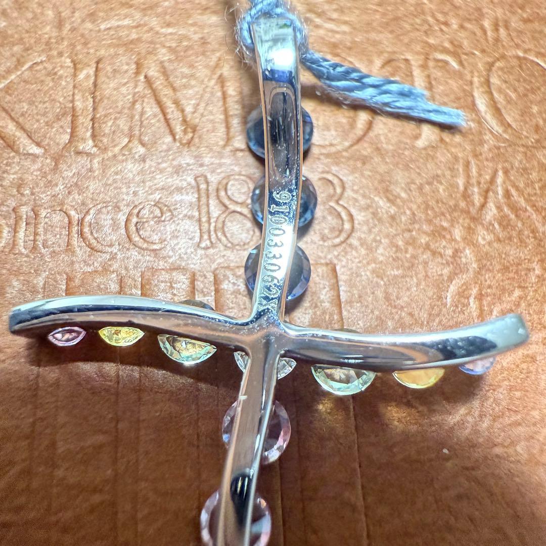 K14WG カラーサファイア クロス　ペンダント